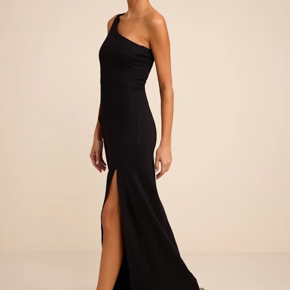 Lulus Good Times Only Black One-shoulder Maxi Dress - Size L - Picture 3 of 6